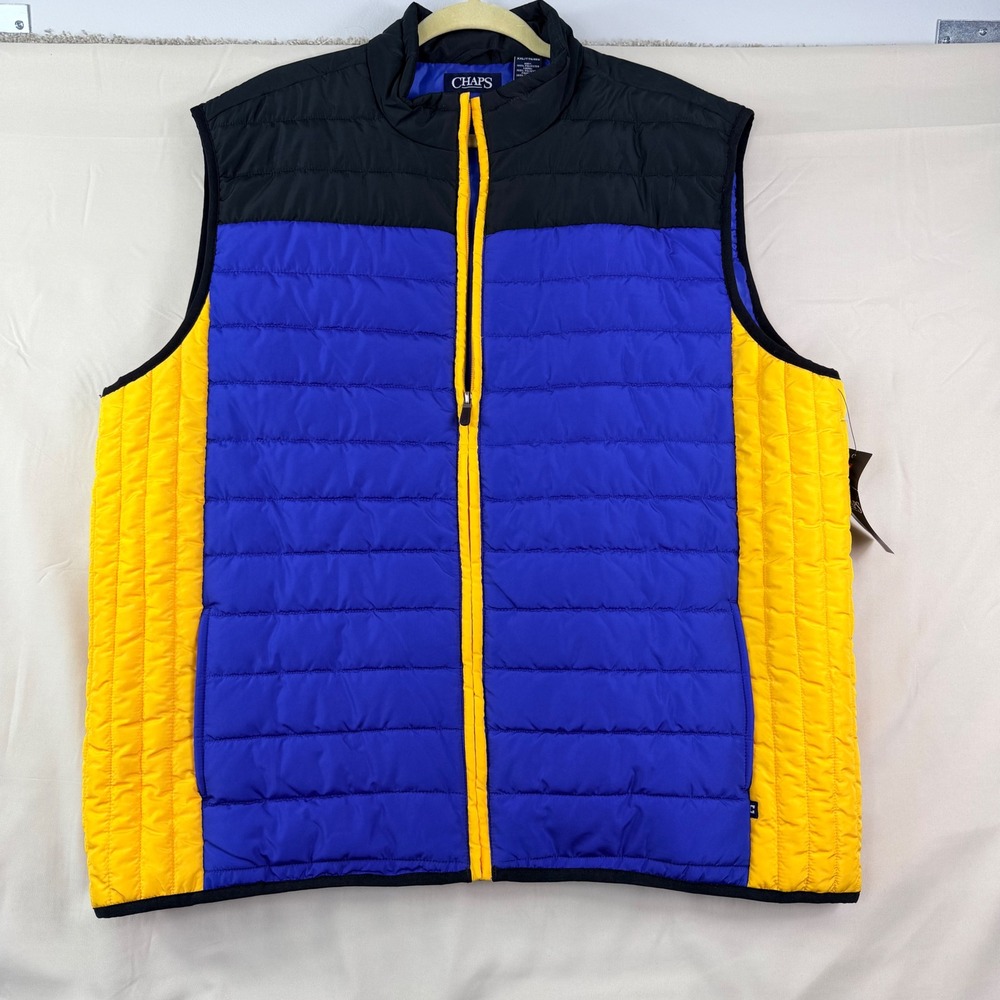 Chaps Sapphire Star Size XXL Colorblock Puffer Vest Blue Retro 90s Gorpcore NWT